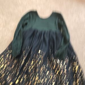 Hanna Andresson Girls Dark Green and Black Dress with Gold Sequin Skirt